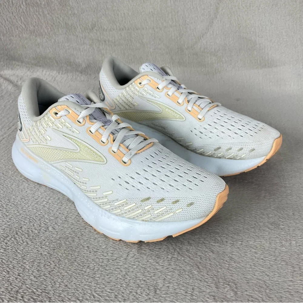 Brooks Glycerin 20 Women's Running Shoes Size 9 White Gray Peach Sneakers